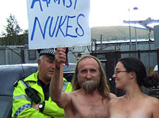 Simon Gould outside the Faslane Naval base last month