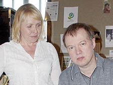 Grace Maxwell and partner Edwyn Collins in the musician&rsquo;s West Hampstead recording studio