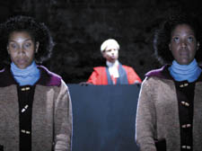 Talise Trevigne (foreground) awaits judgment from Toby Farrow